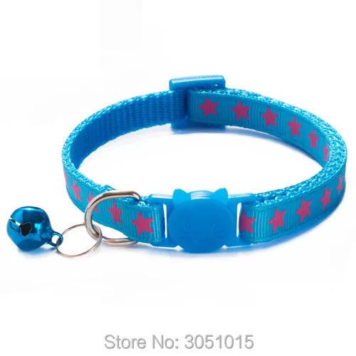 100 pcs Coloful Pet Supplies Star Cat Collar Buckle Collar Cat Pet Supplies Cat Accessories Collar With Bell Adjustable Puppy Id