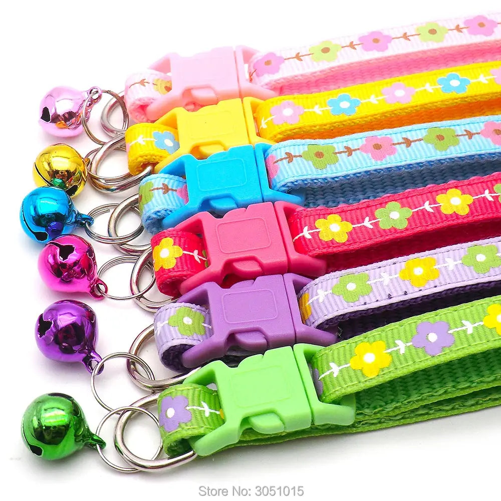 100Pcs Pet Dog Collar Adjustable Buckles Personalized Pet Supplies Accessories Follwer with Bell Dog Collar Neck Strap For Puppy