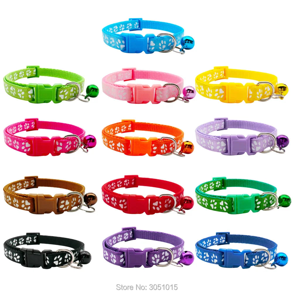 Wholesale Paw Collars 100 X Hot Cute Bell Small Dog Collar Cat Collars Pet Collar Adjustable Puppy Cats Accessories