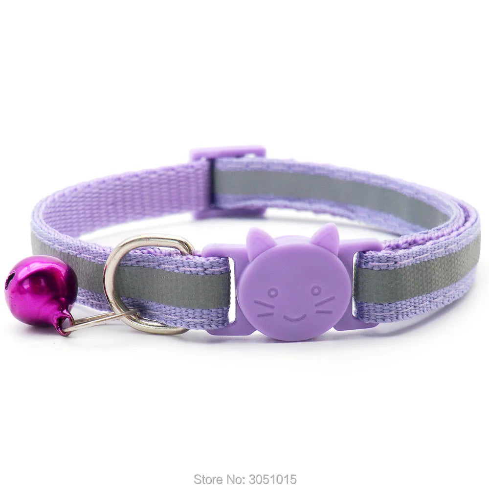 Wholesale 100Pcs Adjustable Reflective Dog Collars With Bell Buckle ID Tag Namep Easy Wear Puppy Dog Cat Collar Accessories