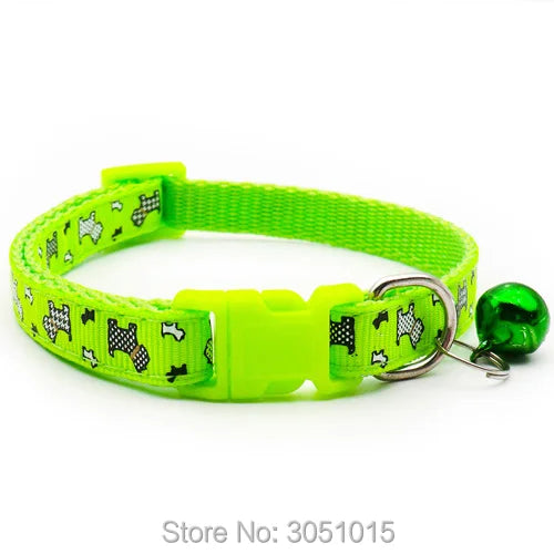 Wholesale 100Pcs Small Cats Dog Collars With Bell Cat Pet Collar can Adjustable Dog Puppy Bling Prints Accessorie pet shop