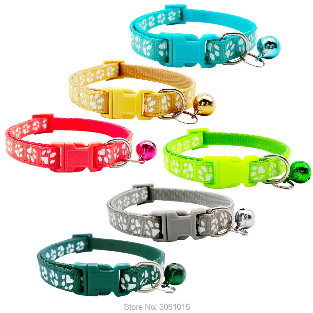 Wholesale 100PCS Rainbow colors Pet cat collar with bell Cats Necklace safety dog collar chain plate decoration chihuahua puppy