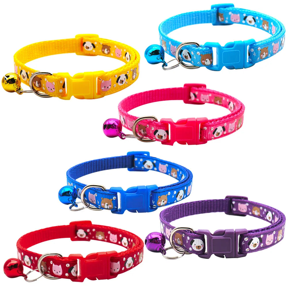 Wholesale 24 Pcs Cute Adjustable Dog Necklace Collar For Cats Kittens Dog Cat Puppy Neck Buckle With Bell Pet Cat Accessories