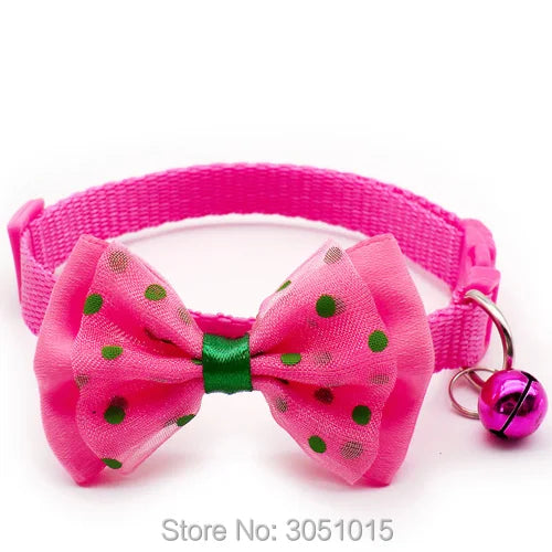 24pcs Easy Wear Cat Dog Pet Bow Collar with Bell Adjustable Cat Puppy Pet Supplies Accessories Small Dog Chihuahua Buckle tag