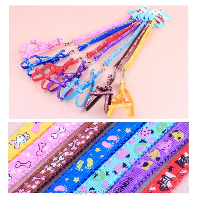 20pcs printing Adjustable Rope Pet Dog Puppy Cat Lead Leash Walking Chest Strap Training Leash Cats Dogs Harness Collar Leashes