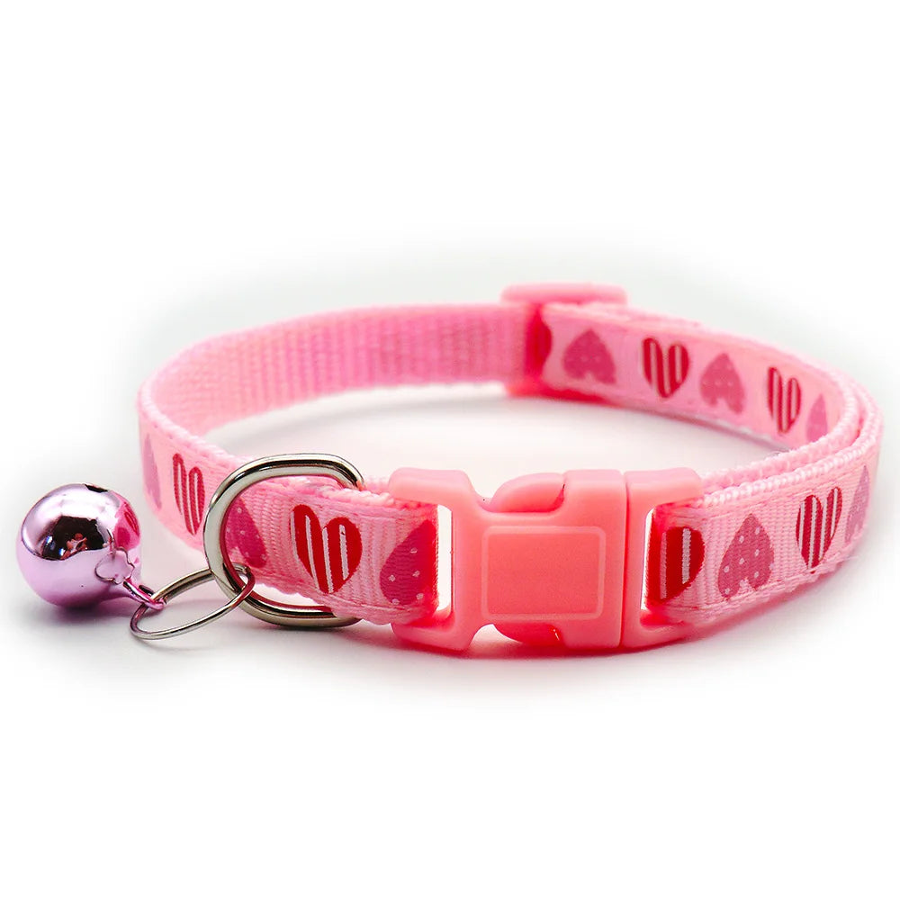 Pet Dog Collar 100 24 Pcs Heart Print For Cat Adjustable Buckle Dog Collar Cute Pet Neck Ring Dogs Neck StrapID Tag Accessories