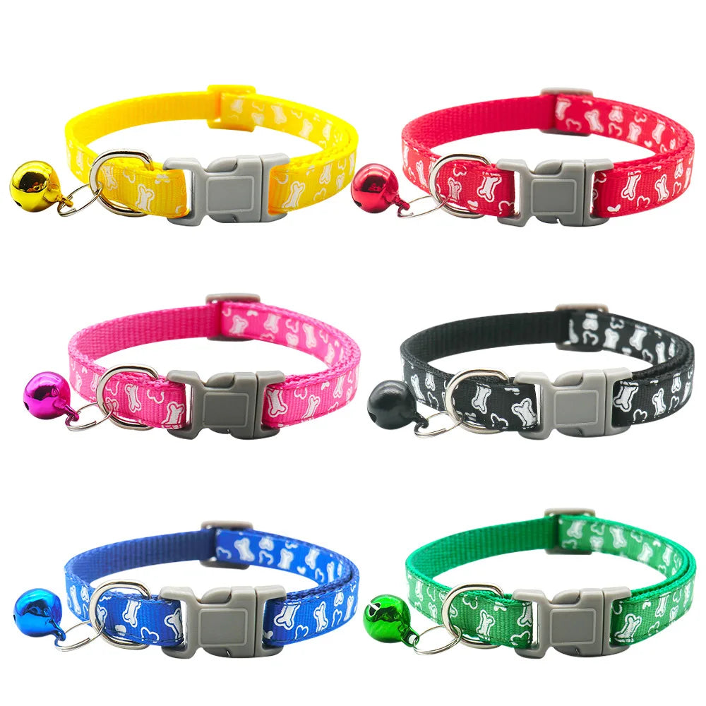 100Pcs Bone Dog Collar Personalized Pet Polyester Fashion Puppy ID Adjustable Printing  For Animal Cat Plate Accessories