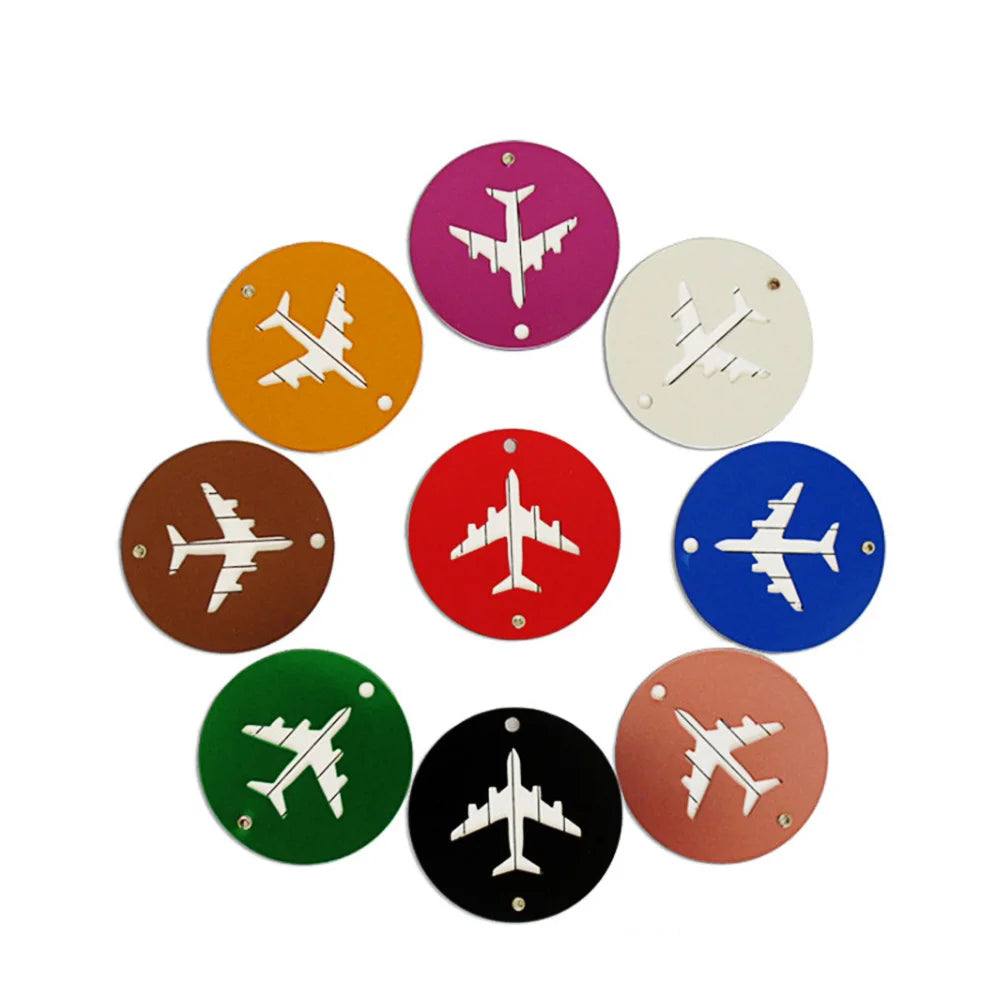 100Pcs Round Aluminum Luggage Waterproof Tag Travel Suitcase Bag Name ID Plate Address Label Baggage Card Holder Accessories