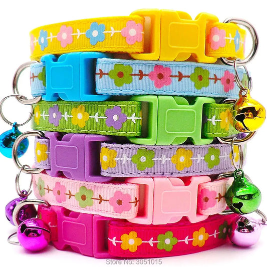 Wholesale 24Pcs Pet Collars for Puppy Cat Collar With Bell Adjustable Buckle Collar Dog Accessories ID Tag Collar For Small Dog