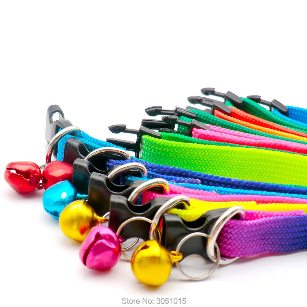 Wholesale 100Pcs Rainbow Colllar with Bells For Dog Cat Adjustable pet dog kitten puppy collar dog necklace for pet collar