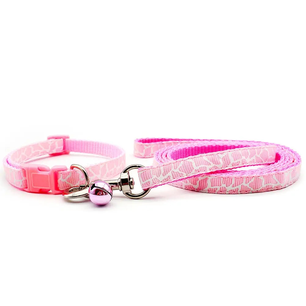 24 Sets Cat Dog Collar Harness Traction Adjustable Pet Traction Cat Crack Print Collar Cats Products Pet Harness Belt for Puppy