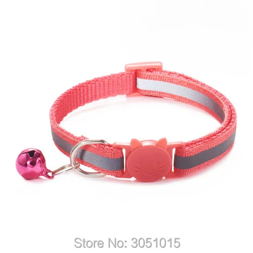 Wholesale 100Pcs Adjustable Reflective Dog Collars With Bell Buckle ID Tag Namep Easy Wear Puppy Dog Cat Collar Accessories