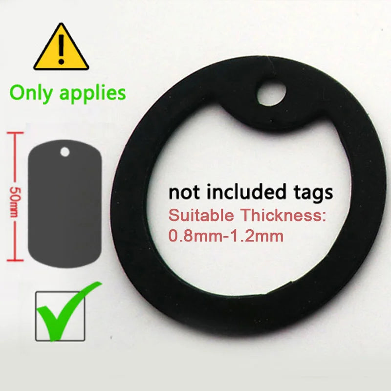 Wholesale 100Pcs Black Silencer Military Man Tag Accessories Dog Tag For Man Silencer Rubber Round Jewellery Tag