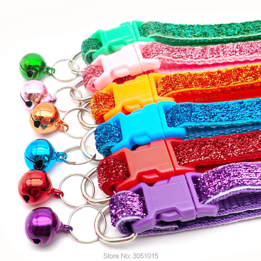 wholesale 100Pcs Adjustable Dog Collars Pet Collars With Bells Charm Necklace Collar For Little Dogs Cat Collars Pet Supplies