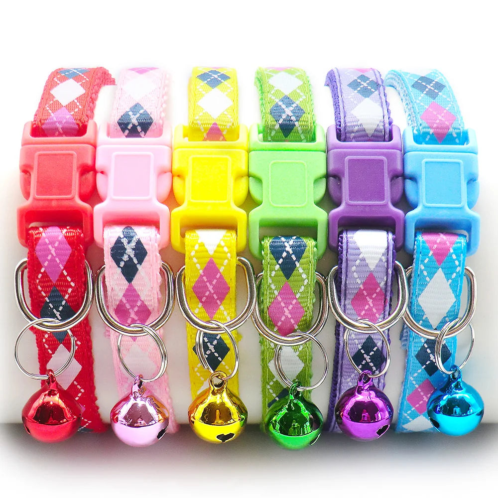 100PCS Personalized Dog Collar Boy Girl Unisex Dogs Diamond Lattice Collar Walk The Dog ID Tag Small Product Animal Collars Lost