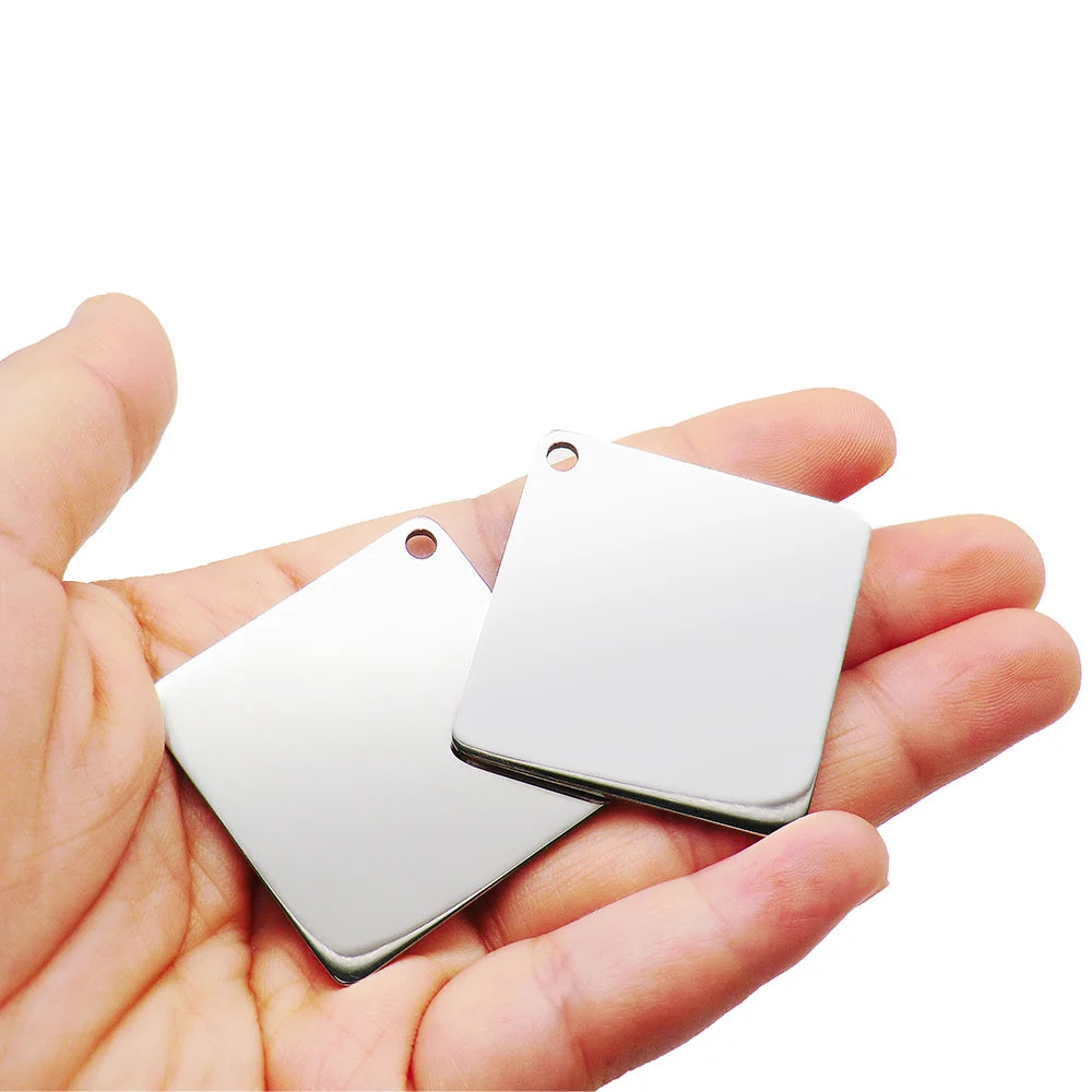 50pcs Square Stainless Steel Pet ID Tag Dog