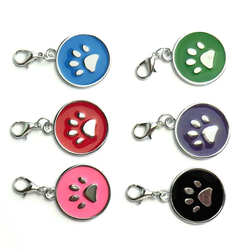 Wholesale 100pcs Paw Shape Dog Collar Alloy  Cat Tag Pet Collar Keyrings Accessories ID tag Name Telephone Personalized Plate