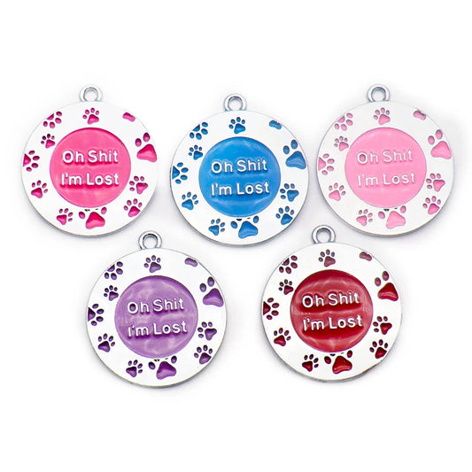 Wholesale 100Pcs " Oh I am Lost "Personalized Dog Tags Cat Puppy Pet ID Name Collar Tag Pendant Pet Accessories