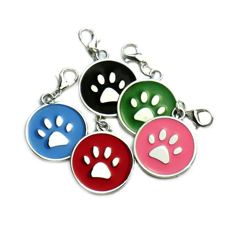 Wholesale 100pcs Paw Shape Dog Collar Alloy  Cat Tag Pet Collar Keyrings Accessories ID tag Name Telephone Personalized Plate