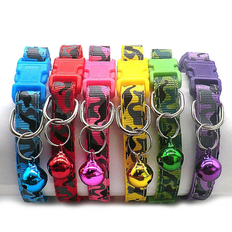 Wholesale 100Pcs Adjustable Small Pets Puppy Dog Dog Pet Glossy Reflective Cat Collar Safety Buckle Bell Strap Adjustable Strap