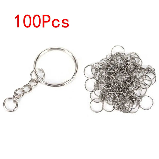 100pcs 25mm Key Chains Tags Accessories Rings Plated Steel Round Split Ring for Pet Id Tags Pet Dog Cats Tag Collar Accessories