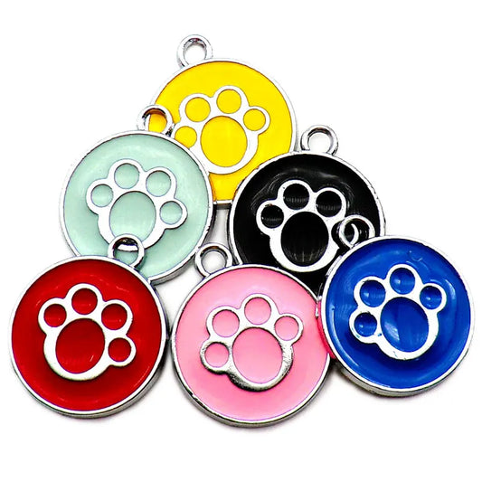 Wholesale 100 X Dog ID Tag Engraved Customized Pet Tags Small Dog Accessories Personalized Paw Name Tag Plate Collar Decoration