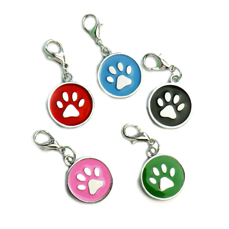 Wholesale 100pcs Paw Shape Dog Collar Alloy  Cat Tag Pet Collar Keyrings Accessories ID tag Name Telephone Personalized Plate