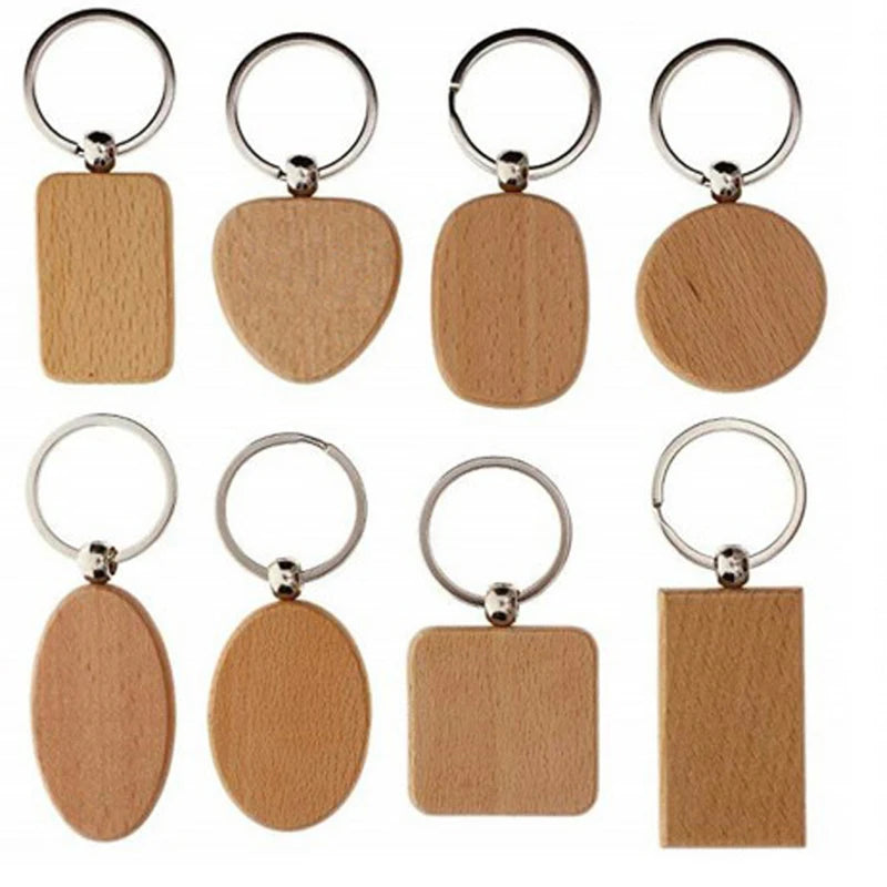 Wholesale 100pcs Wood Key Chain Blank Tags Personalized Dog ID Tags Keychains Customized Tag Custom Engraved Logo Name ID Tag