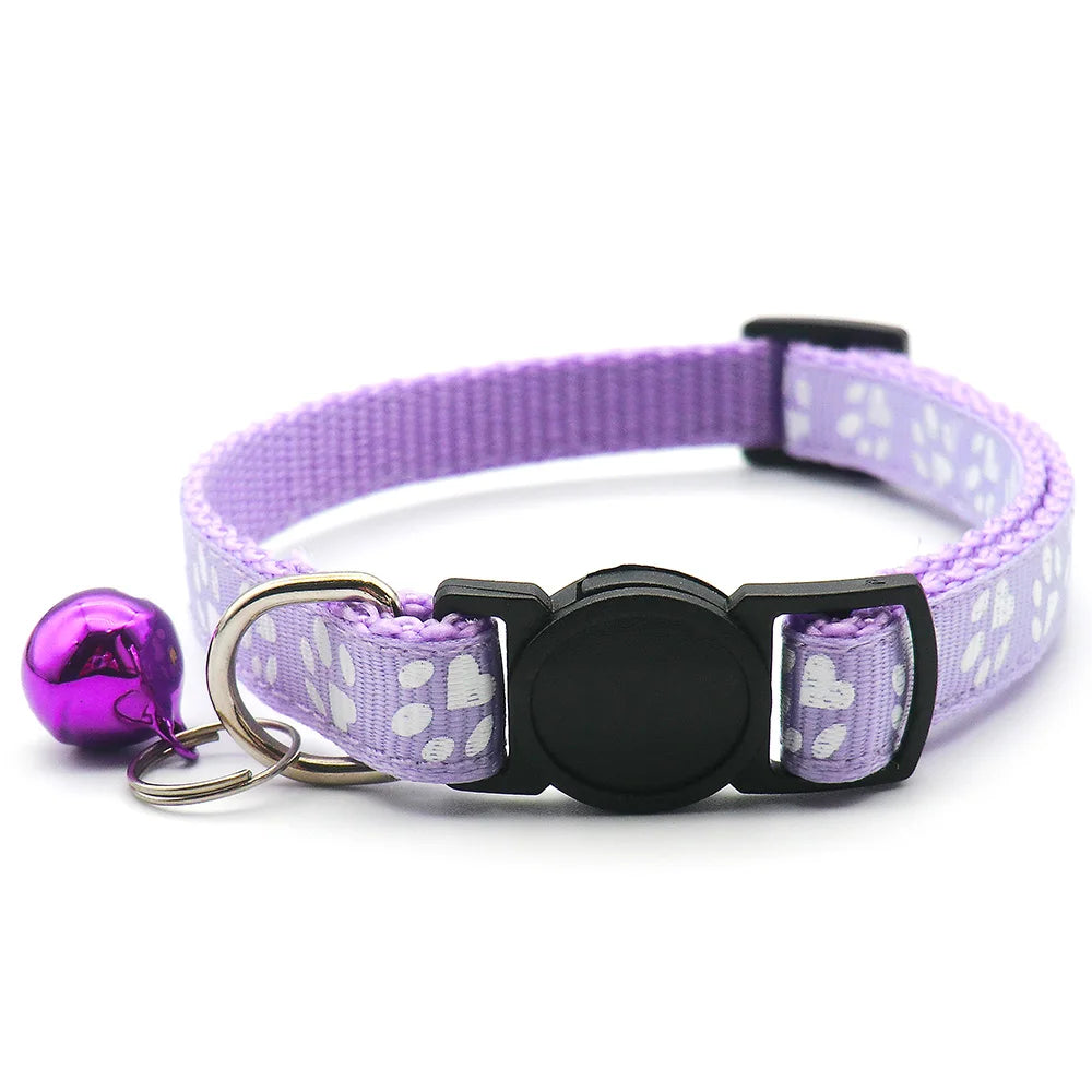 24Pcs Safety Buckle Collar Pet Dog Collar Cute Kitten With Bell Collar Adjustable Ribbon Bell Necklace For Cats Puppy Neck Strap