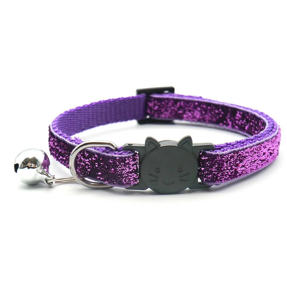 Wholesale 24 Pcs BlingBling Puppy Kitten Adjustable Pet Dog Collar With Bell Neck Strap Cat Face Button Collars Charm Accessorie