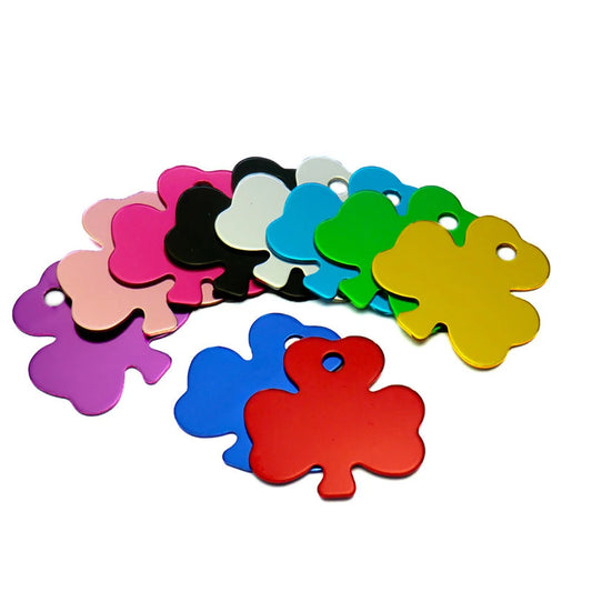 Wholesale 100pcs Clover Shaped Pet ID Tag Aluminum Alloy Pet Tag Colorful Dog Anti-Lost Accessories Cat Identification Nameplate