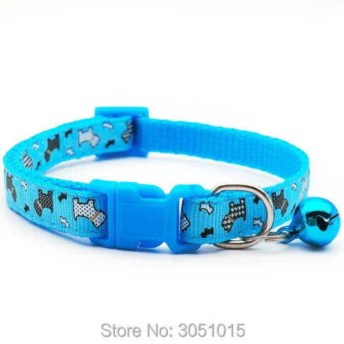 Wholesale 100Pcs Small Cats Dog Collars With Bell Cat Pet Collar can Adjustable Dog Puppy Bling Prints Accessorie pet shop