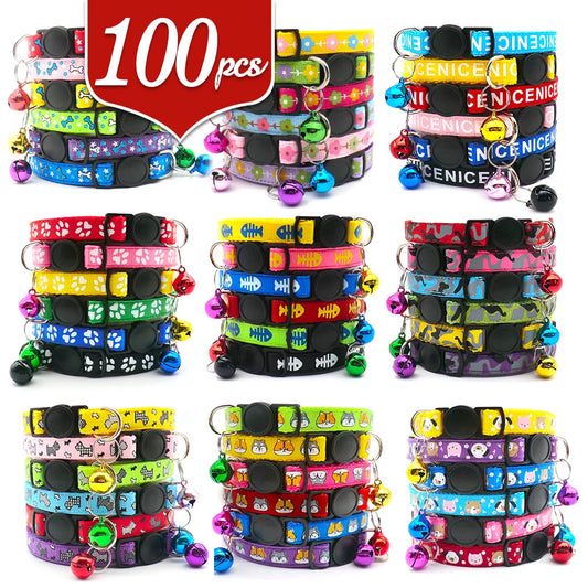 100pcs Adjustable Pet Collars Cute Dog Collars Cat Necklaces Durable Comfortable Animal Accessories Wedding Party Puppy Bowties