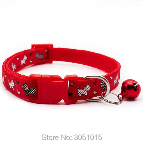 24 pcs/lot Puppy Pet Dog Collar Small Cat Pet Buckle Adjustable With Bell Buckle Neck Strap Animal For kitten Pet Accessories