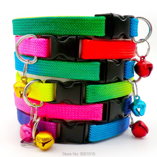 Wholesale 100Pcs Rainbow Colllar with Bells For Dog Cat Adjustable pet dog kitten puppy collar dog necklace for pet collar