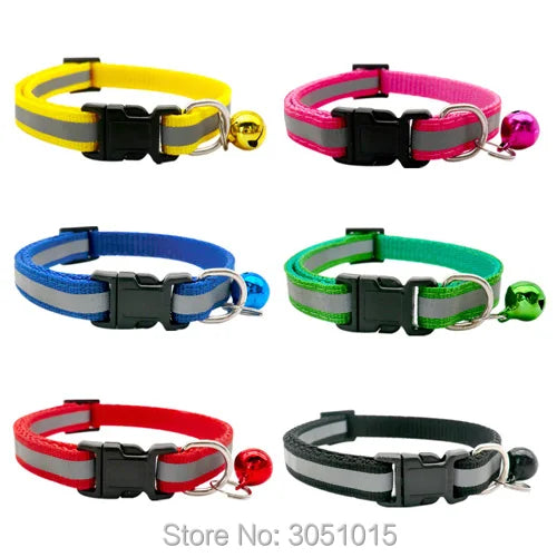 Wholesale 24Pcs Reflective Pet Supplies Dog Collar Cat Necklace Print Adjustable Collar Bell Positioning Pet Collar Dropship