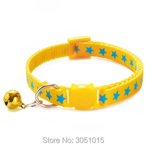 100 pcs Coloful Pet Supplies Star Cat Collar Buckle Collar Cat Pet Supplies Cat Accessories Collar With Bell Adjustable Puppy Id