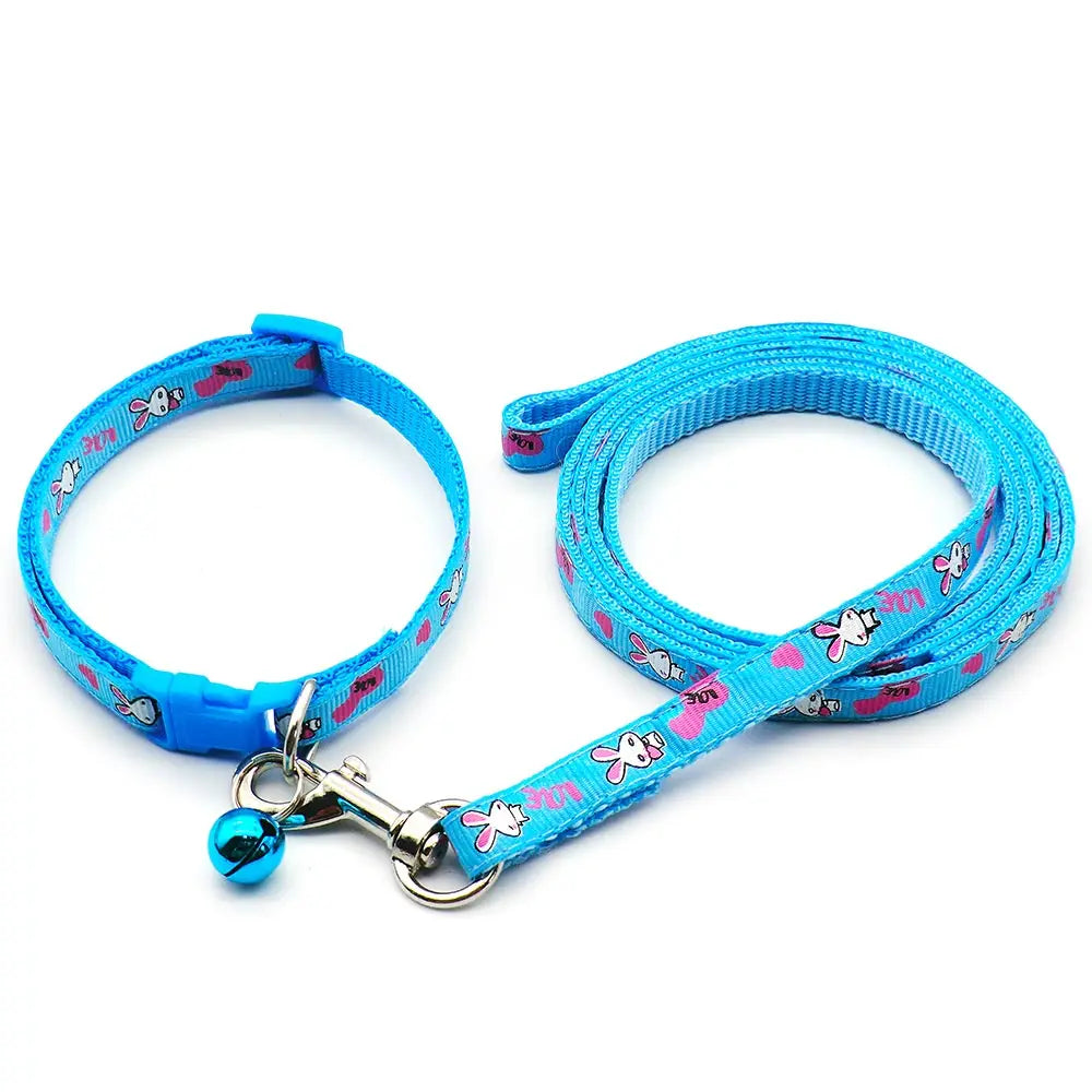 24pcs Dog Cat Collar Leash Adjustable Pet Collar Lead with Bell for Rabbit Puppy Cat Pet Products Outdoor Walking Poodle Terier