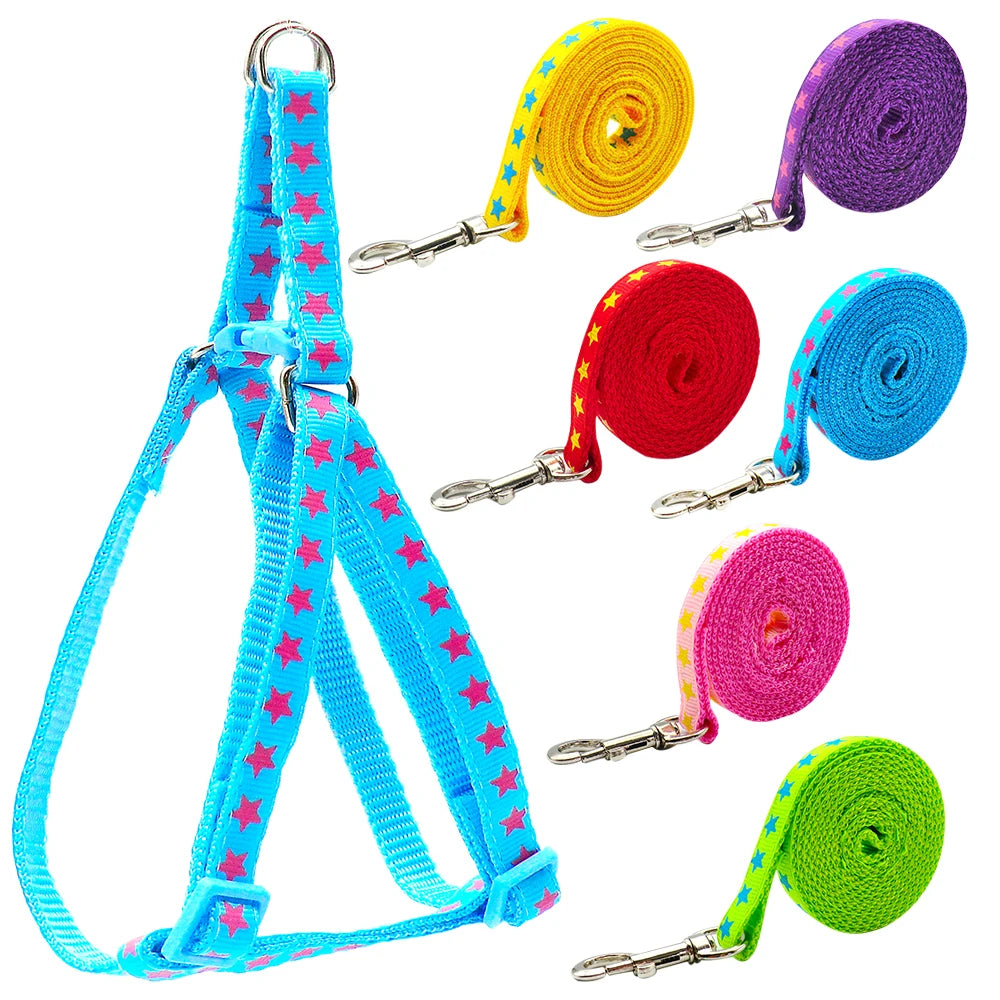 24 Set Dog Rope Cartoon Pet supplies Small Dog Cat Harness Leash Adjustable Vest Collar Puppy Outdoor Walking Adjustable Pet