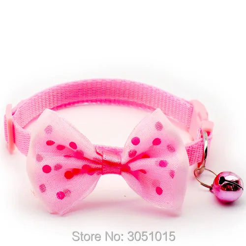 24pcs Easy Wear Cat Dog Pet Bow Collar with Bell Adjustable Cat Puppy Pet Supplies Accessories Small Dog Chihuahua Buckle tag