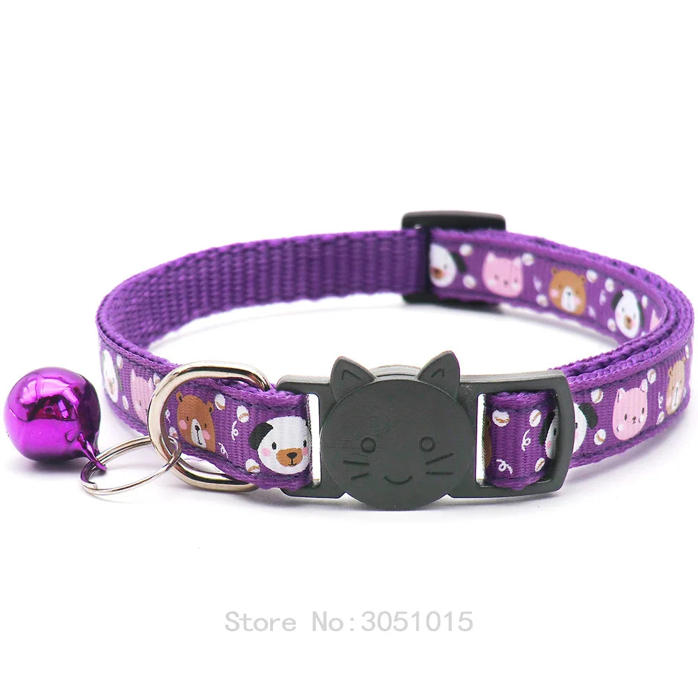 100pcs Camouflage Colorful Cat Necklace Cat Collar With Bell Adjustable Buckle Collar Cat Pet Supplies Cat Puppy Accessories