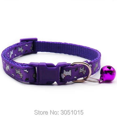 24 pcs/lot Puppy Pet Dog Collar Small Cat Pet Buckle Adjustable With Bell Buckle Neck Strap Animal For kitten Pet Accessories