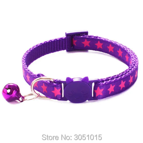 100 pcs Coloful Pet Supplies Star Cat Collar Buckle Collar Cat Pet Supplies Cat Accessories Collar With Bell Adjustable Puppy Id