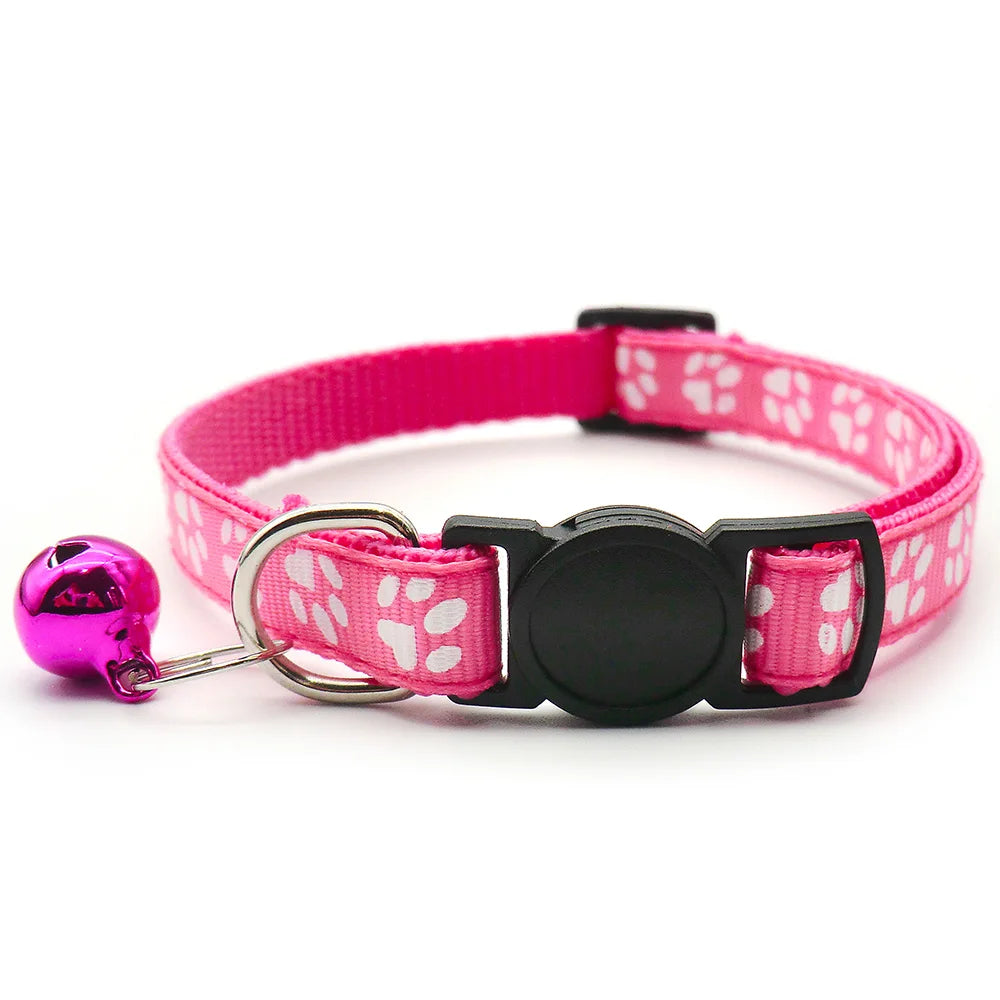 24Pcs Safety Buckle Collar Pet Dog Collar Cute Kitten With Bell Collar Adjustable Ribbon Bell Necklace For Cats Puppy Neck Strap