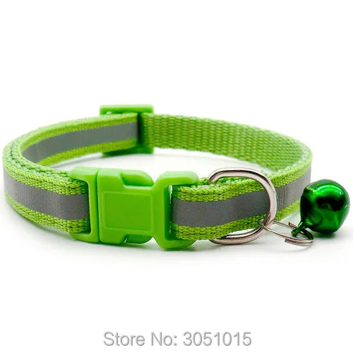 Wholesale 100Pcs Reflective Puppy Cat Collar Adjustable Lovely Dog Collars Pets Collars Dog Tag with Bells Pet Supplies