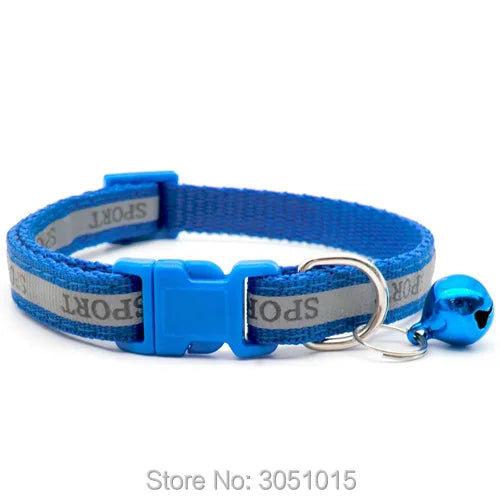 Wholesale 100 Pcs Sport Adjustable Reflective Collar With Bell Buckle Collars For Cat Puppy Pet Supplies Cat Dog Accessories