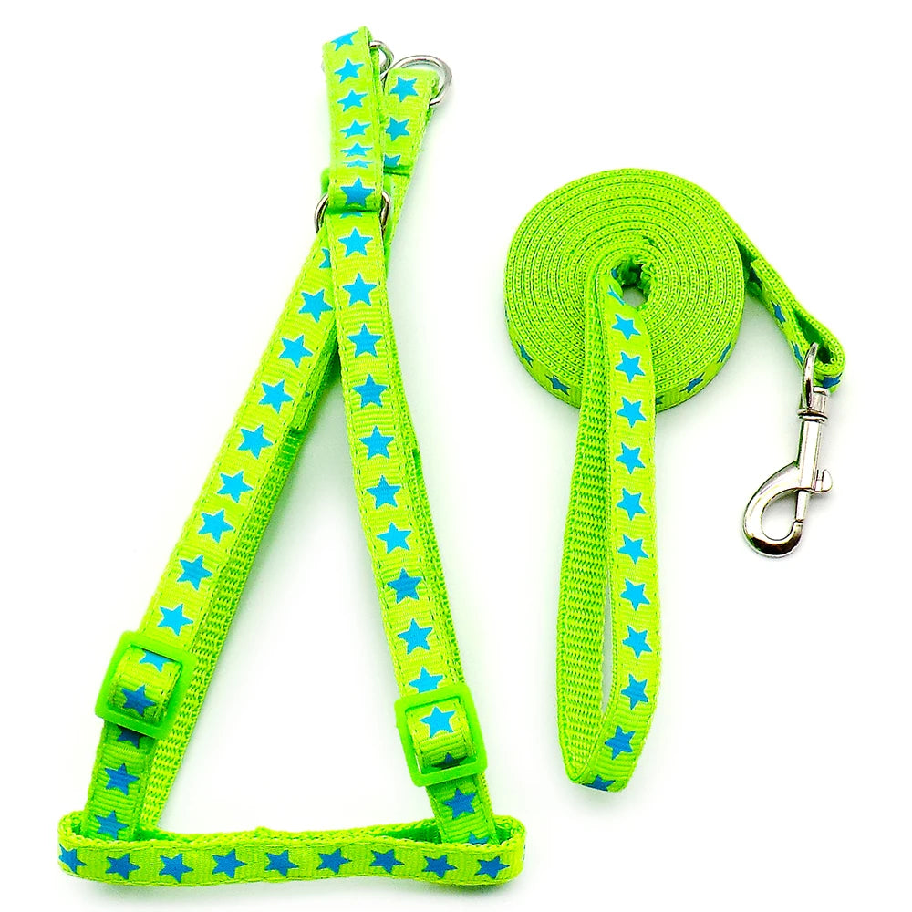 24 Set Dog Rope Cartoon Pet supplies Small Dog Cat Harness Leash Adjustable Vest Collar Puppy Outdoor Walking Adjustable Pet