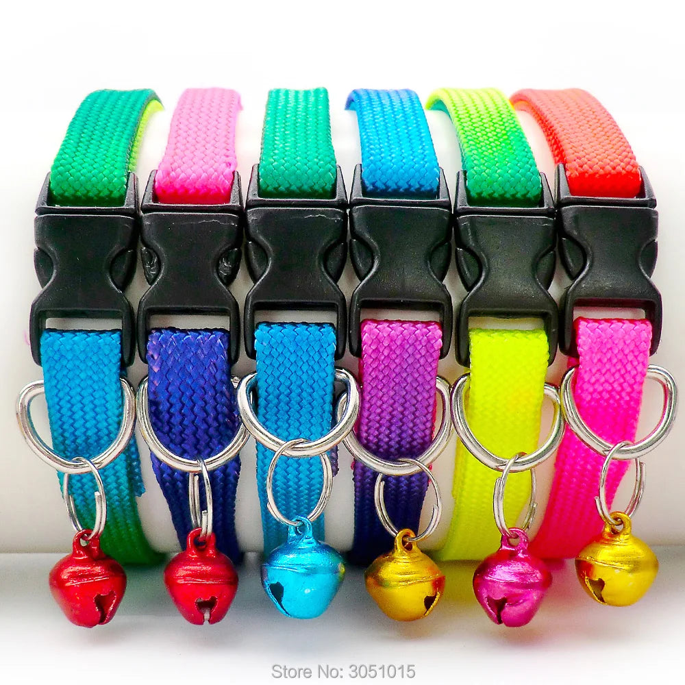 Wholesale 100Pcs Rainbow Colllar with Bells For Dog Cat Adjustable pet dog kitten puppy collar dog necklace for pet collar