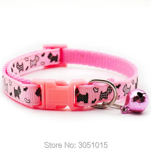 24 pcs/lot Puppy Pet Dog Collar Small Cat Pet Buckle Adjustable With Bell Buckle Neck Strap Animal For kitten Pet Accessories