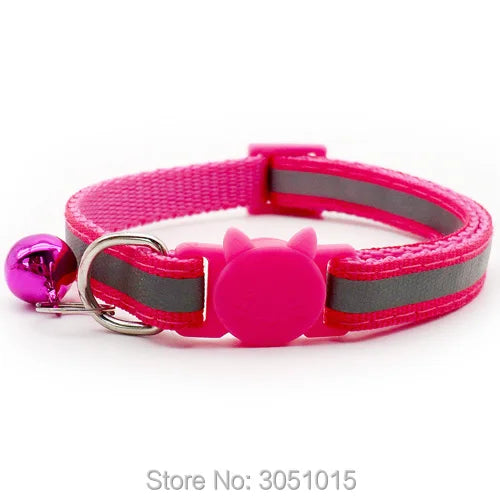 Wholesale 100Pcs Adjustable Reflective Dog Collars With Bell Buckle ID Tag Namep Easy Wear Puppy Dog Cat Collar Accessories